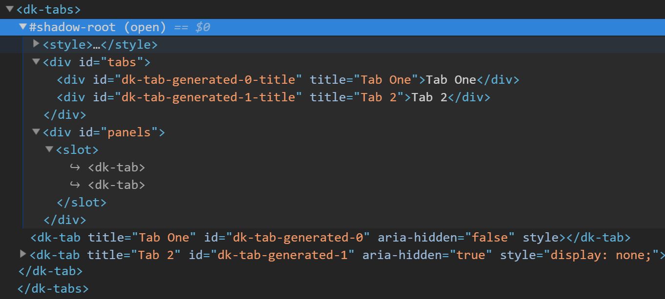 Chrome Dev Tools showing Shadow DOM